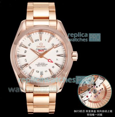 OVS Factory 1:1 Clone Omega Seamaster Aqua Terra GMT Chronometer Rose Gold Watch 